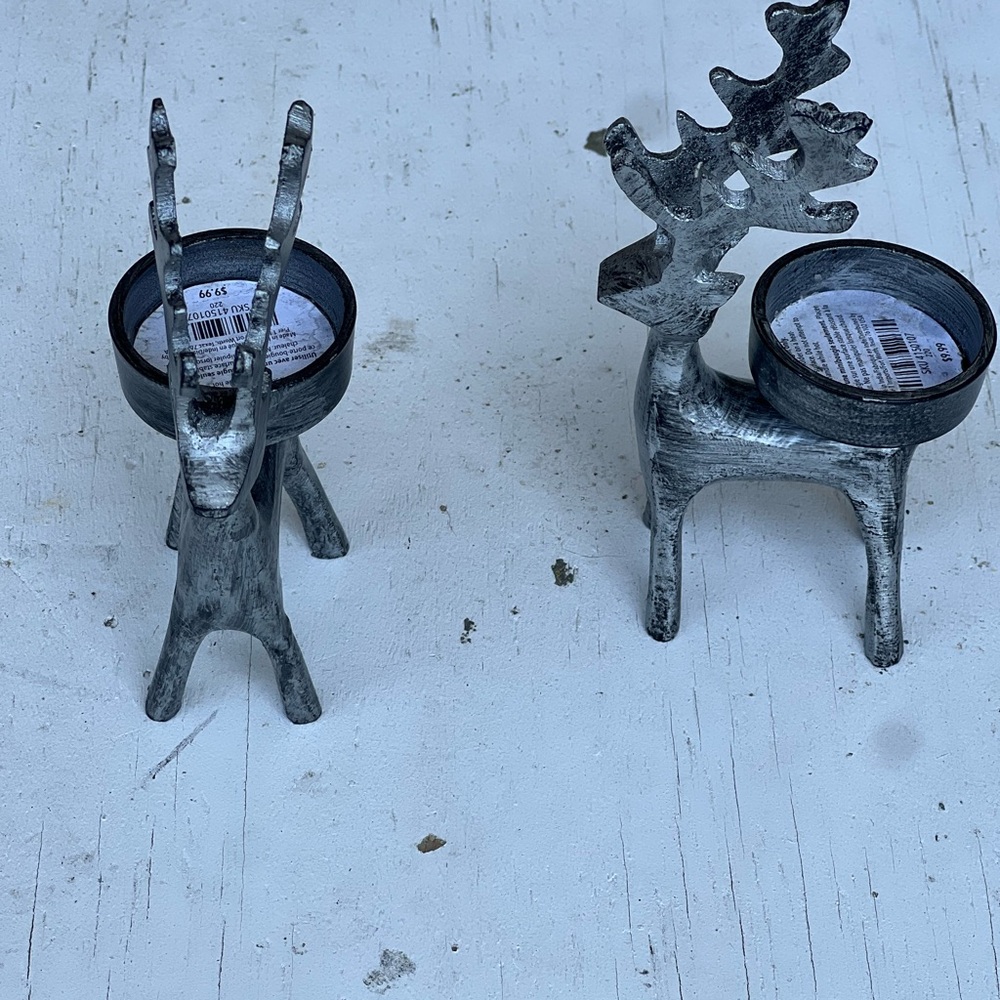 Pier 1 Imports Deer Tea Candle Holders Set Of Two Deer/ Reindeer New